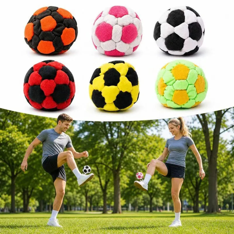 Soft Handmade Footbag Sacks Soccer Design Colorful Outdoor parent-child interactive Stress Relieving Elastic Ball for Children